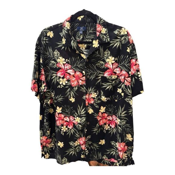 George men's XL (46-48) short sleeved collared button down shirt tropical - Picture 1 of 14